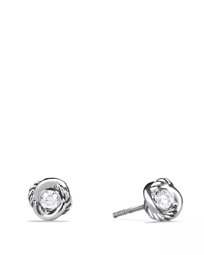 Infinity Stud Earrings in Sterling Silver with Diamonds, 6.8mm