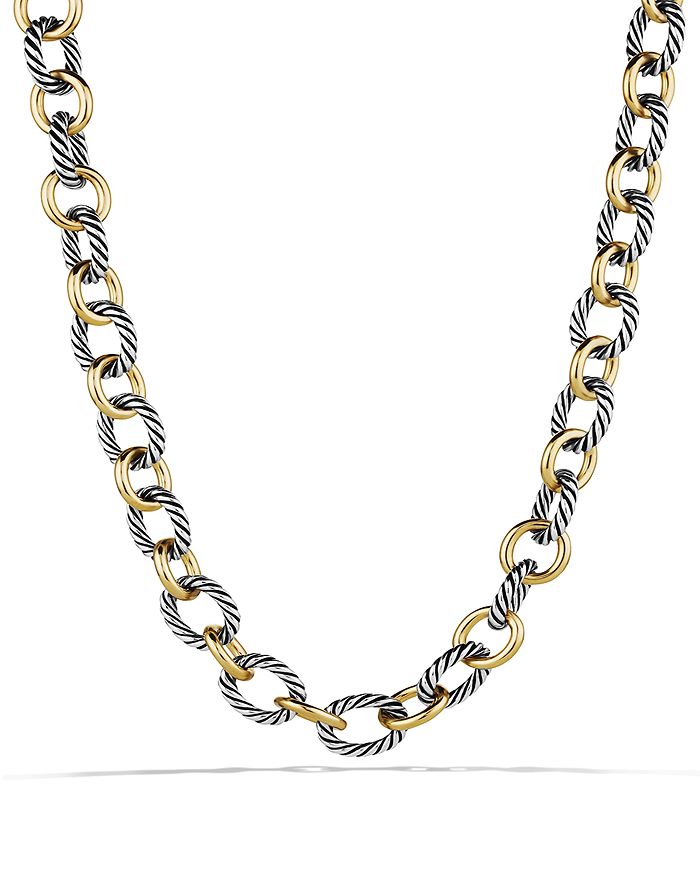 DAVID YURMAN OVAL LARGE LINK NECKLACE WITH GOLD, 18.25,CH0132 S81825
