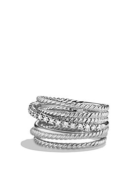 David Yurman - Crossover Wide Ring with Diamonds