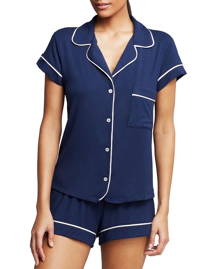 Eberjey Gisele Relaxed Pajama Short Set In Ivory/navy