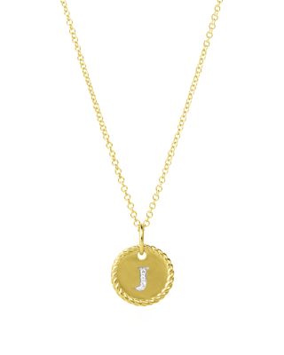 David Yurman Cable Collectibles Initial Pendant with Diamonds in Gold on Chain, 16-18