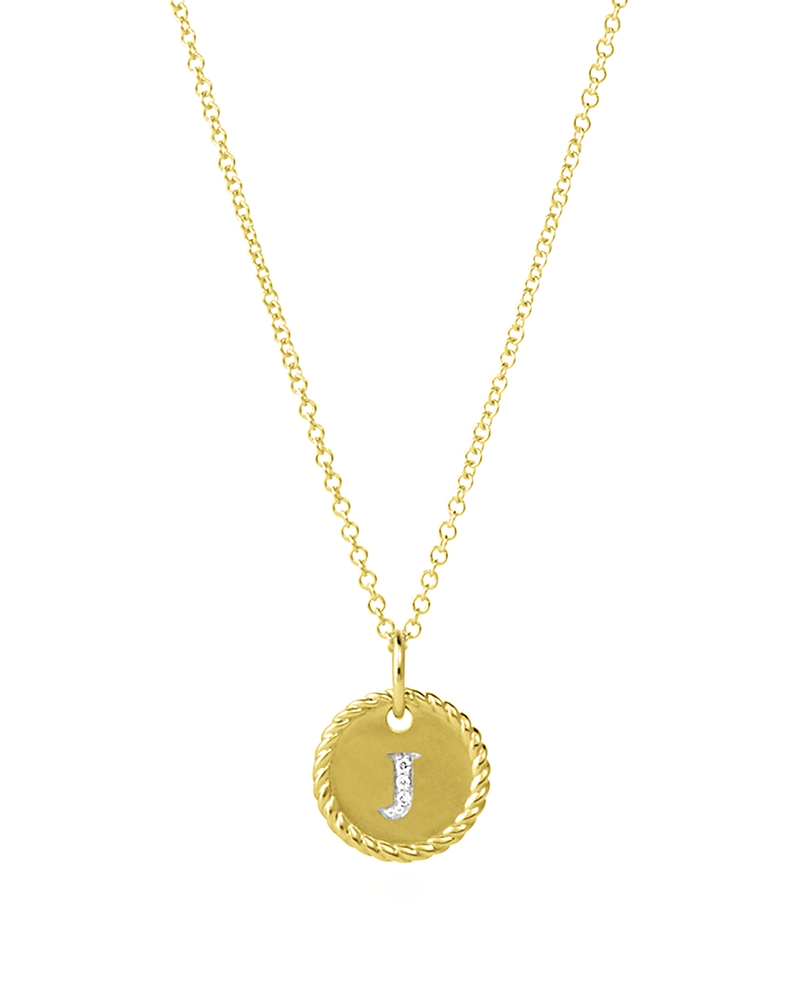 David Yurman Cable Collectibles Initial Pendant with Diamonds in Gold on Chain, 16-18