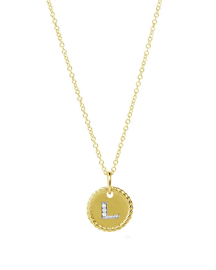 DAVID YURMAN CABLE COLLECTIBLES INITIAL PENDANT WITH DIAMONDS IN GOLD ON CHAIN, 16-18,N08792 88ADI18L