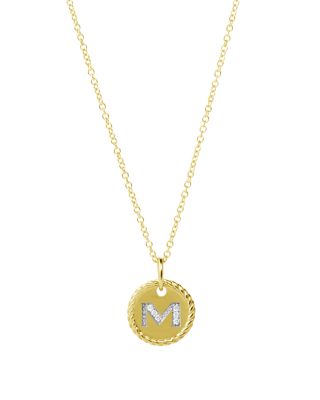 David Yurman Cable Collectibles Initial Pendant with Diamonds in Gold on Chain, 16-18