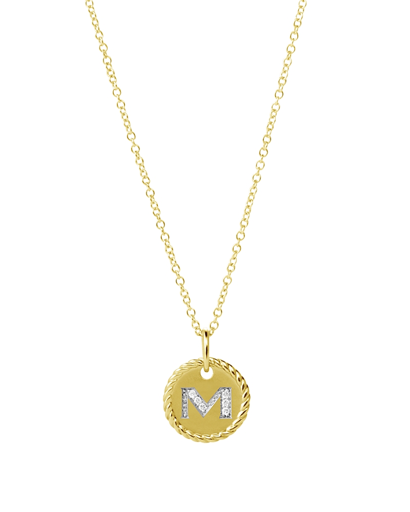 David Yurman Cable Collectibles Initial Pendant with Diamonds in Gold on Chain, 16-18