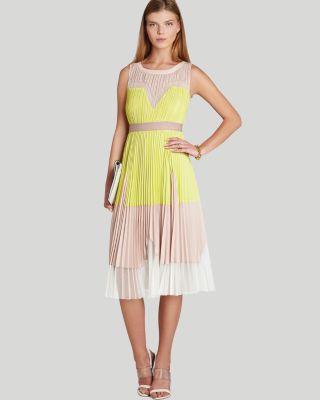 BCBGMAXAZRIA Dress Lucea Color Block Pleated Bloomingdale s