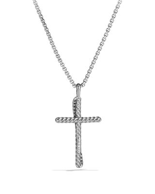 Crossover Cross with Diamonds on Chain, 16"