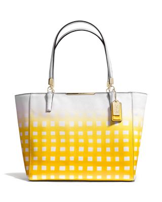 Coach Yellow orders Purse Madison Saffiano East West Tote