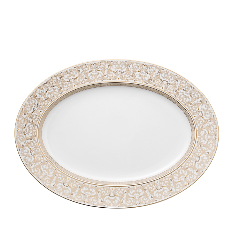 Versace Rosenthal Meets Medusa Gala Oval Platter In White/gold