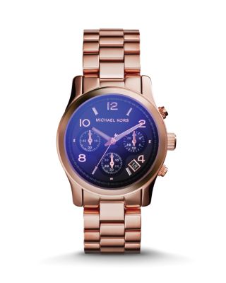 Michael Kors Rose Gold–Tone & Iridescent Blue Runway Watch  display picture 3