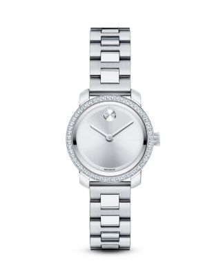 movado bold stainless steel watch with diamonds 25mm