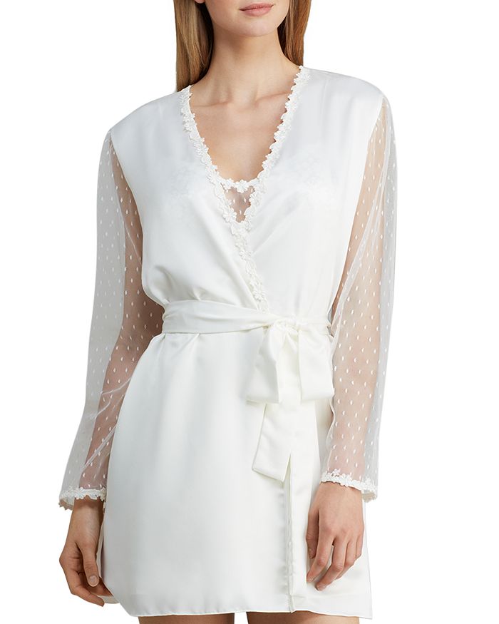 Shop Flora Nikrooz Showstopper Charmeuse Cover-up Robe In Ivory
