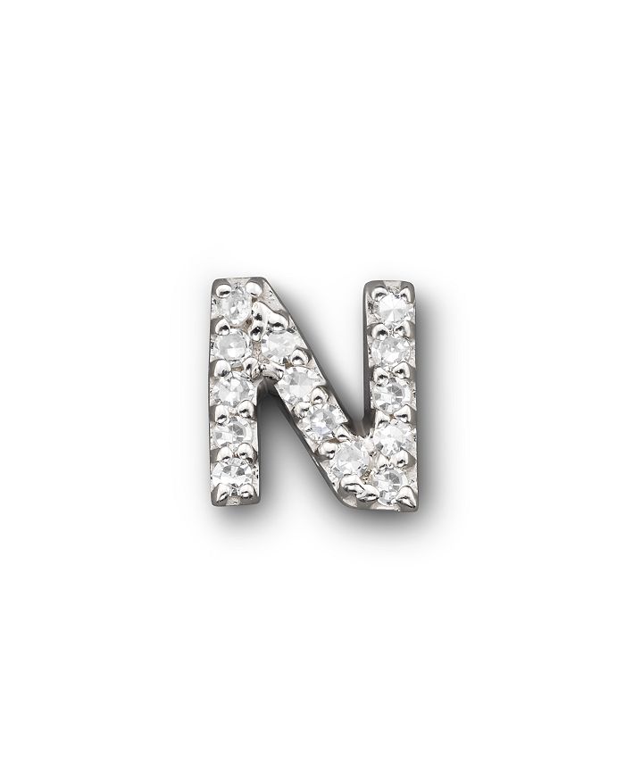 Kc Designs Diamond Initial Stud Earring In 14k White Gold In N