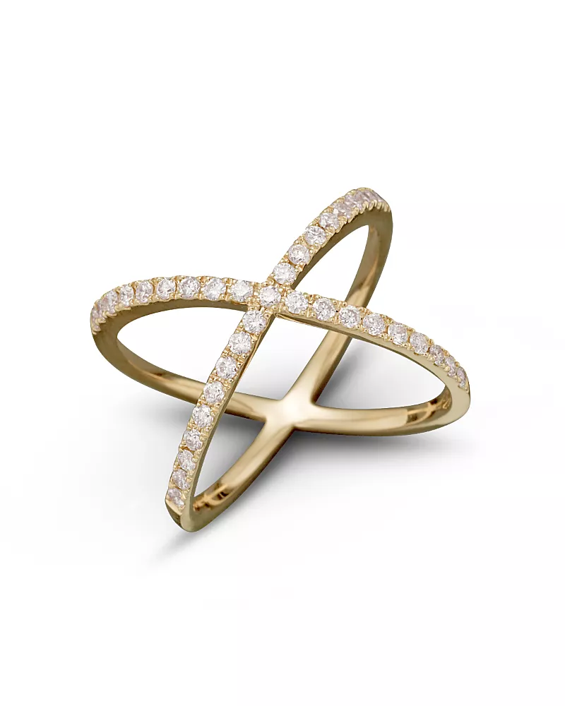 Diamond X Band in 14K Yellow Gold, .40 tcw