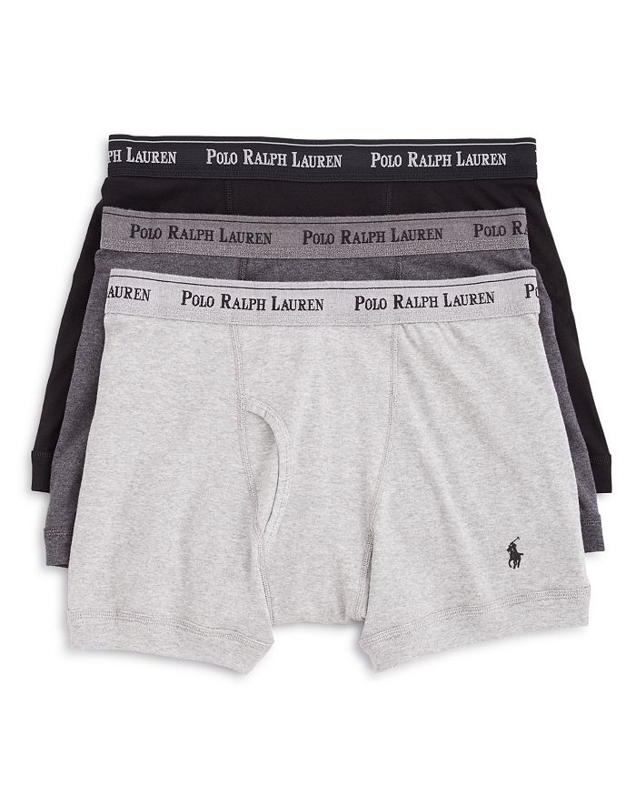 Shop Polo Ralph Lauren Boxer Briefs, Pack Of 3 In Gray, Charcoal & Black