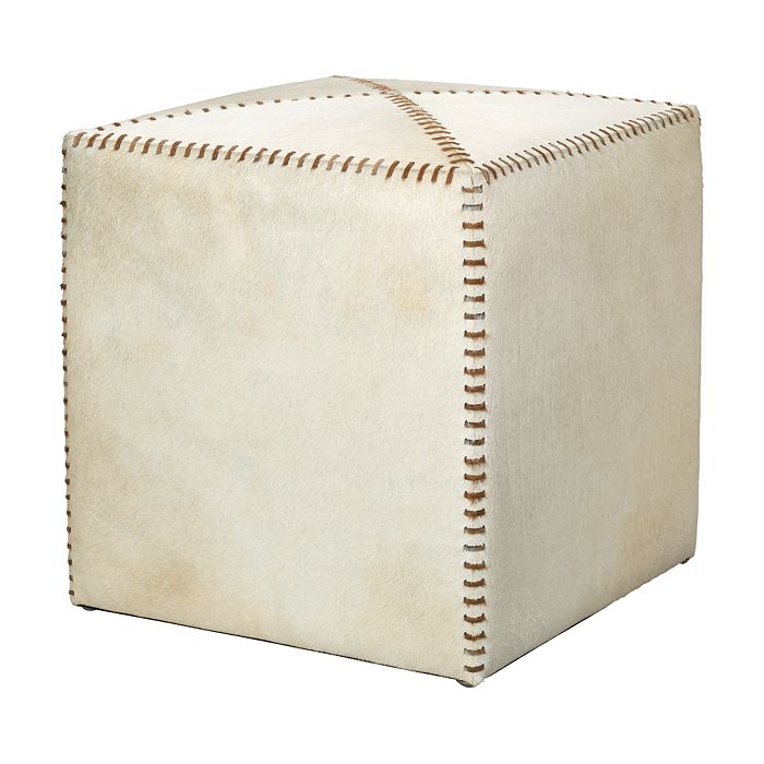 Jamie Young Small Ottoman, White Hide