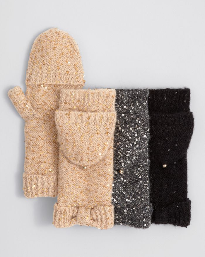 kate spade new york - All-Over Sequin Pop-Top Mittens