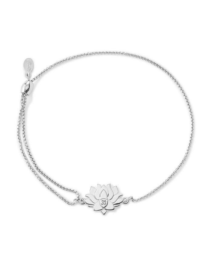 Alex And Ani Precious Metals Symbolic Lotus Peace Petals Pull Chain Bracelet In Sterling Silver