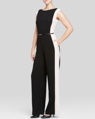 adrianna papell crepe colorblock jumpsuit