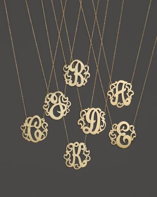 Jane Basch - Jane Basch 14K Yellow Gold Swirly Initial Pendant Necklace, 16"