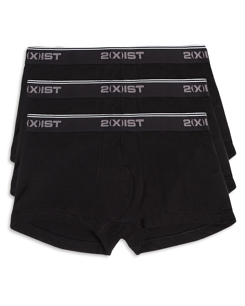 2(x)ist Men's Cotton Stretch 3 Pack No-show Trunk In Black