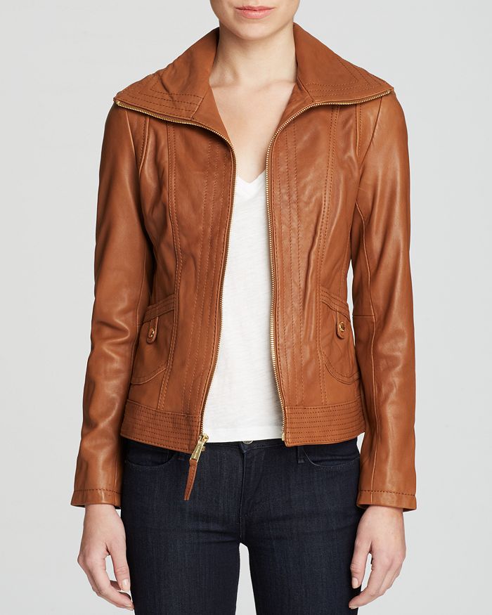 MICHAEL Michael Kors MICHAEL Mizzy Wing Leather Jacket | Bloomingdale's