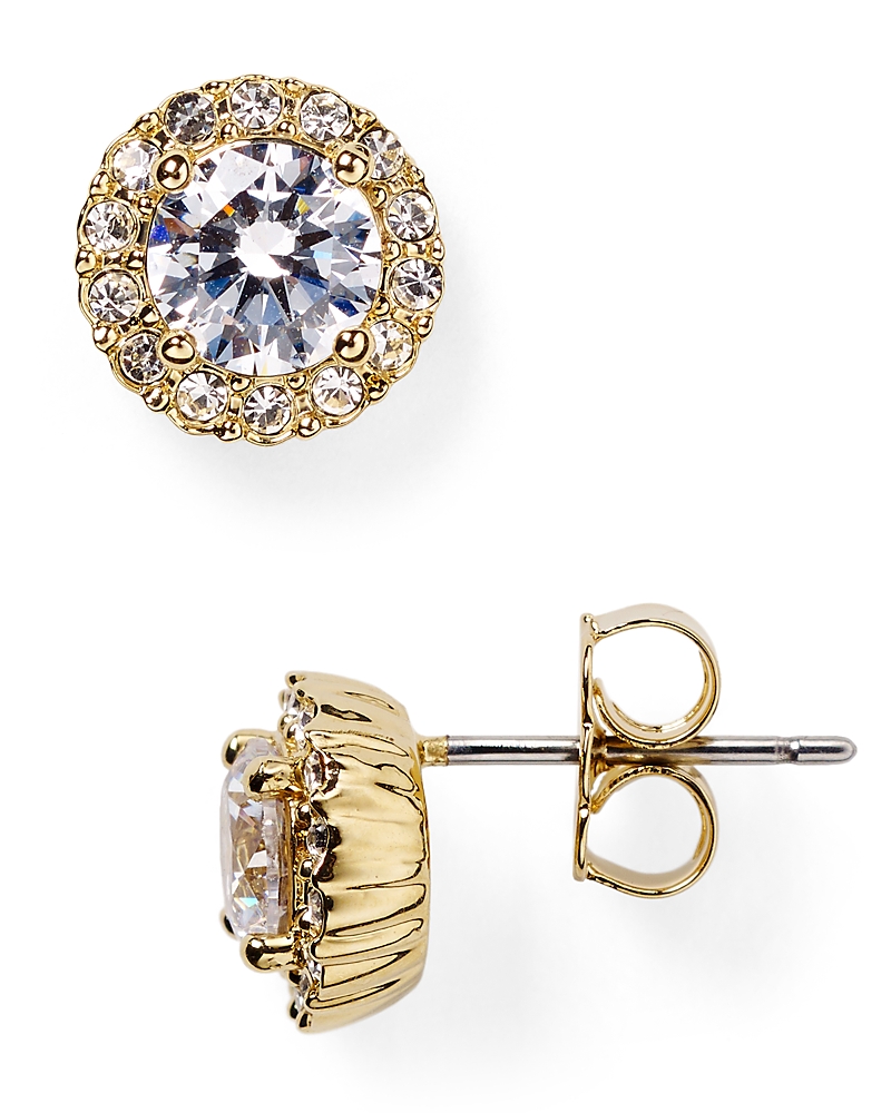 Nadri Sterling Pave Stud Earrings In Gold