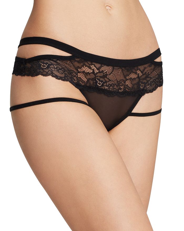 Shop Honeydew Elastic & Lace Open Panel Hipster In Black