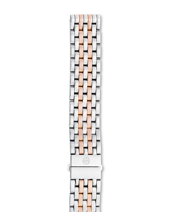 MICHELE DECO/DECO MADISON TWO-TONE STAINLESS STEEL & ROSE GOLD 7-LINK WATCH BRACELET, 16-18MM,MS16DM315
