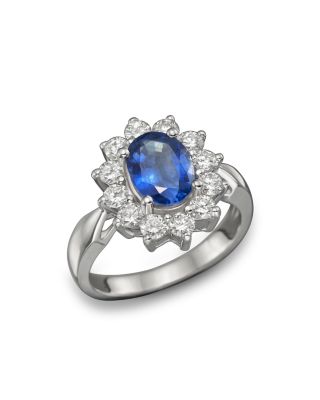 Bloomingdale's Fine Collection - Blue Sapphire and Diamond Statement Ring in 14K White Gold&nbsp;- Exclusive