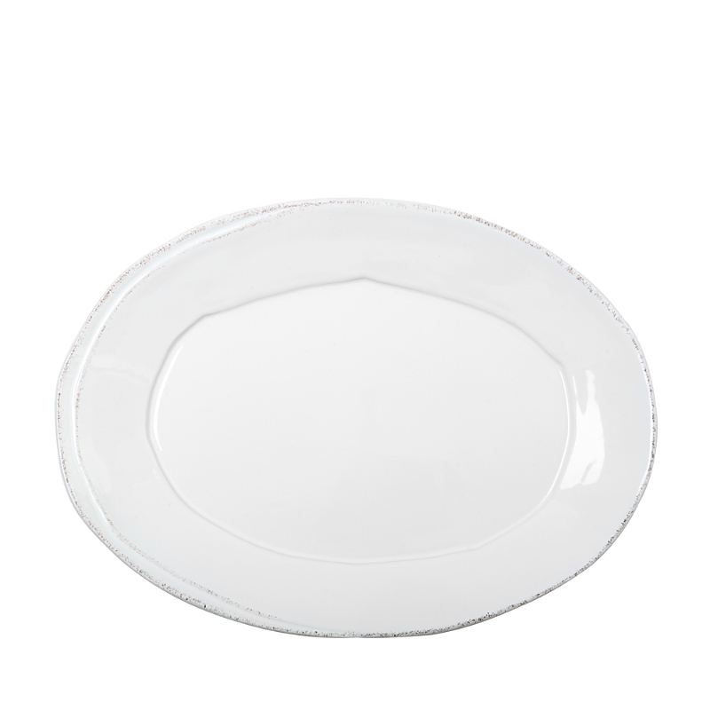 Vietri Lastra White Small Oval Platter In White