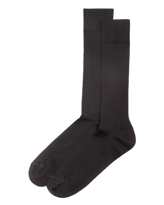 The Men's Store At Bloomingdale's Ribbed Dress Socks - 100% Exclusive In Black