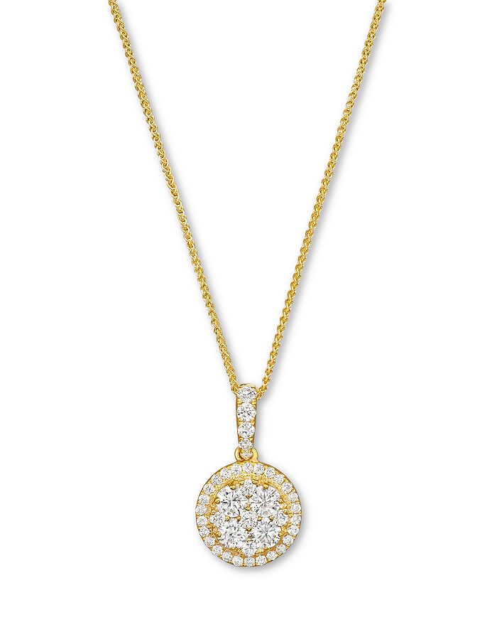 Bloomingdale's Diamond Cluster Pendant Necklace in 14K Yellow Gold, 0. ...