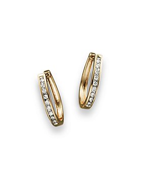 Bloomingdale's - Diamond Channel Set Oval Hoop Earrings in 14K Yellow Gold, .20 ct. t.w. - 100% Exclusive