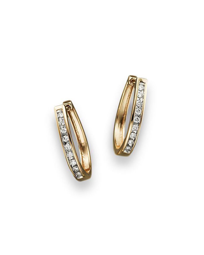 Bloomingdale's - Diamond Channel Set Oval Hoop Earrings in 14K Yellow Gold, .20 ct. t.w.&nbsp;- 100% Exclusive