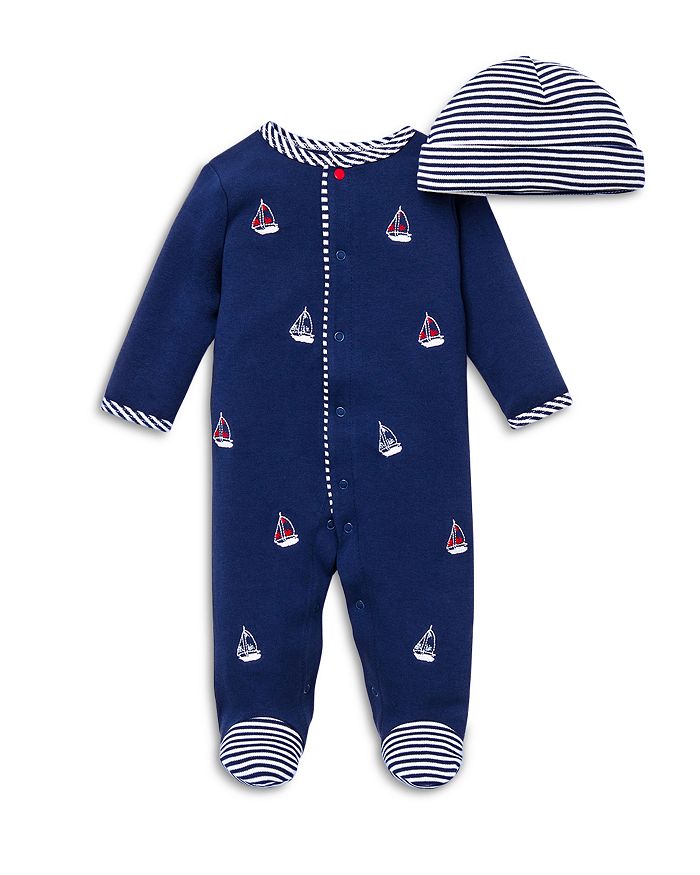 Shop Little Me Boys' Sailboats Footie & Hat Set - Baby In Navy
