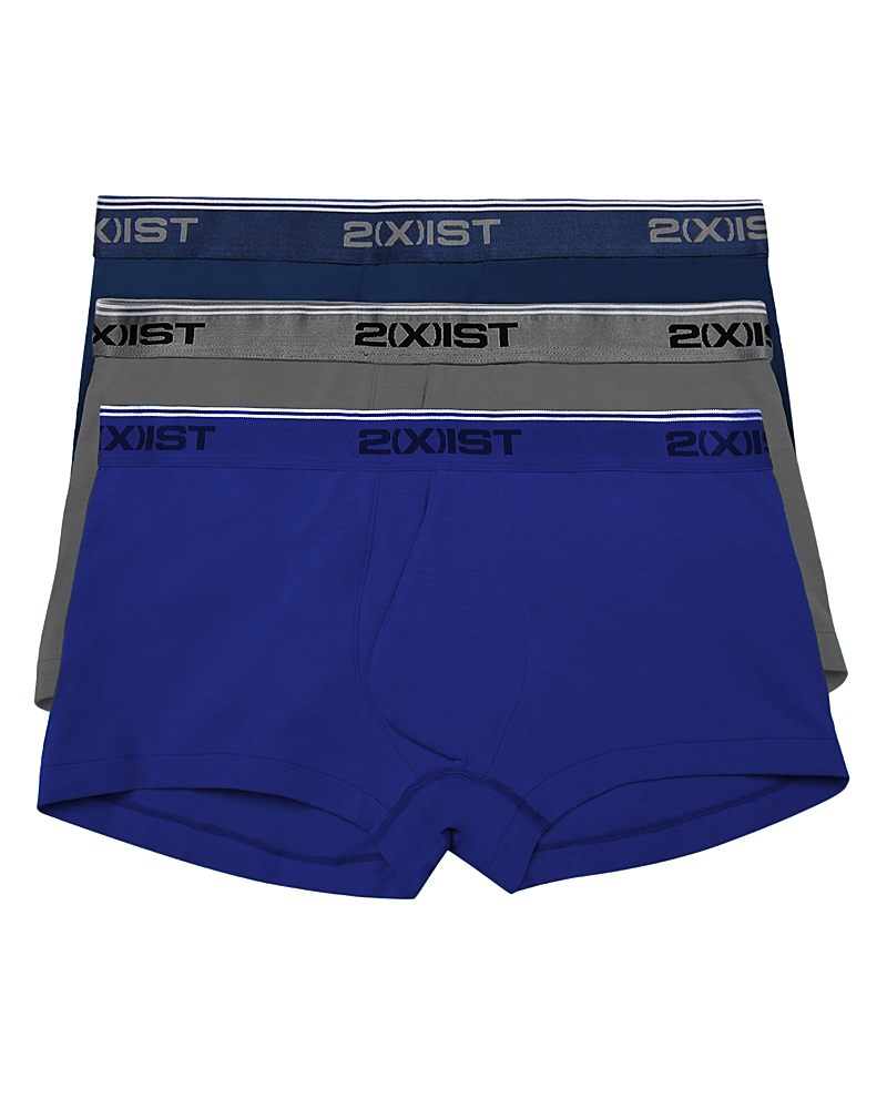2(x)ist Men's Cotton Stretch 3 Pack No-show Trunk In Eclipse/lead/dazzling Blue