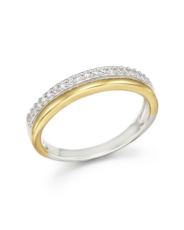 Bloomingdale's Diamond Double Row Band Ring In 14k Yellow And White Gold, .12 Ct.t.w. - 100% Exclusive In White/gold