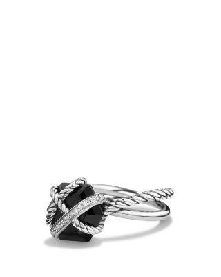 David Yurman - Cable Wrap Ring with Black Onyx and Diamonds