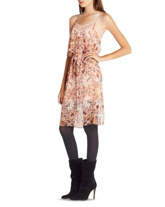 BCBGeneration Floral Sheer Diamond Pleat Sexy Cocktail Skater Dress
