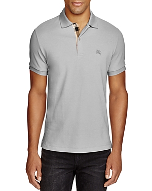Burberry Short-sleeve Pique Polo Shirt, Pale Gray In Pale Grey