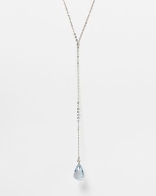 Sterling Silver and Blue Topaz Y Necklace, 26" 