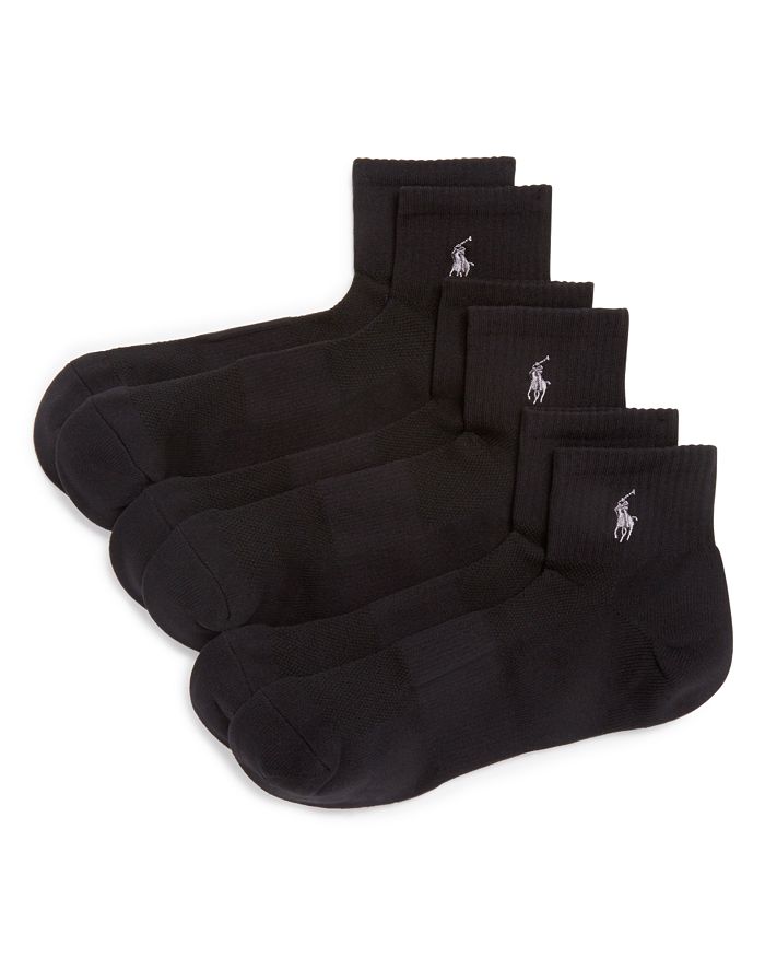 Polo Ralph Lauren Quarter Sport Socks, Pack Of 3 In Black