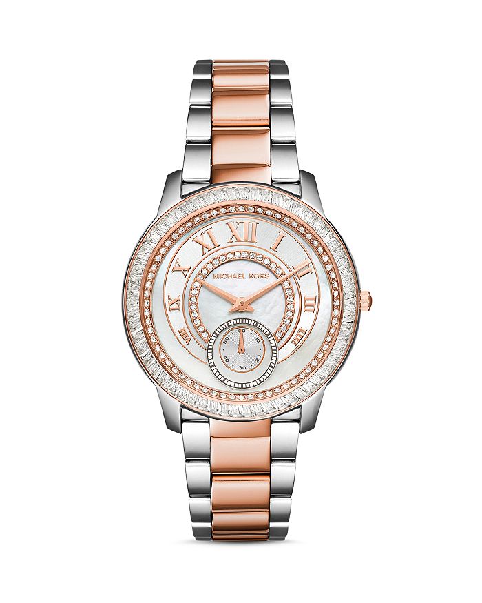 Michael Kors Madelyn Pavé Two-Tone Watch, 40mm | Bloomingdale's