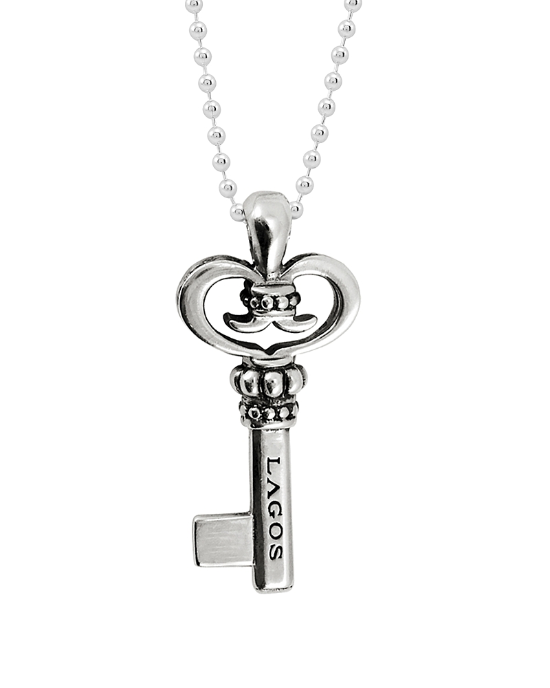Lagos Signature Sterling Silver Key Pendant Necklace, 34