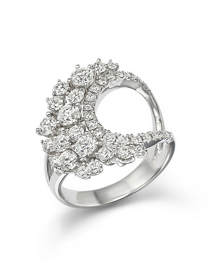 Bloomingdale's Diamond Cluster Statement Ring In 14k White Gold, 1.85 Ct. T.w. - 100% Exclusive
