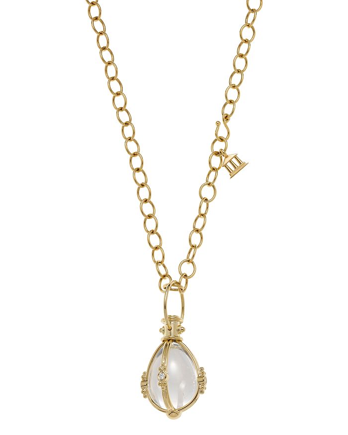 Shop Temple St Clair Crystal And Diamond Pendant In 18k Yellow Gold