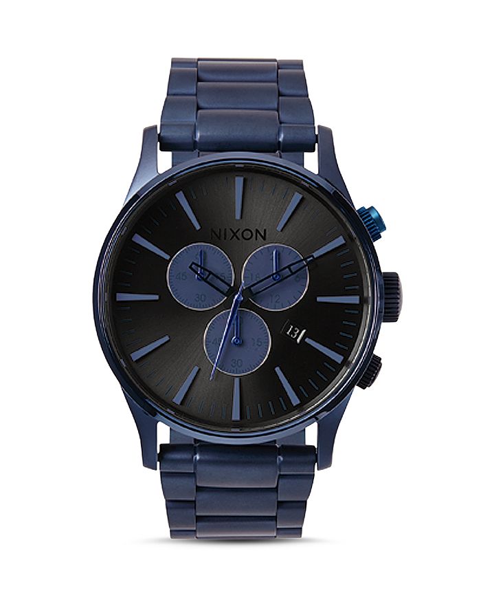 Nixon Sentry Chronograph Deep Blue Watch, 42mm | Bloomingdale's