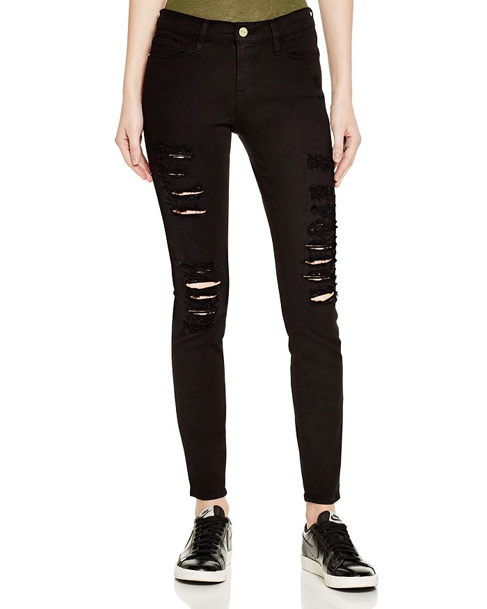 FRAME Le Color Ripped Jeans in Film Noir | Bloomingdale's