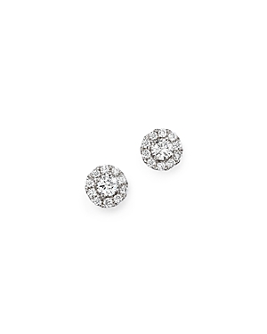Diamond Halo Stud Earrings In 14K White Gold,.25 Ct. T.W. - 100% Exclusive